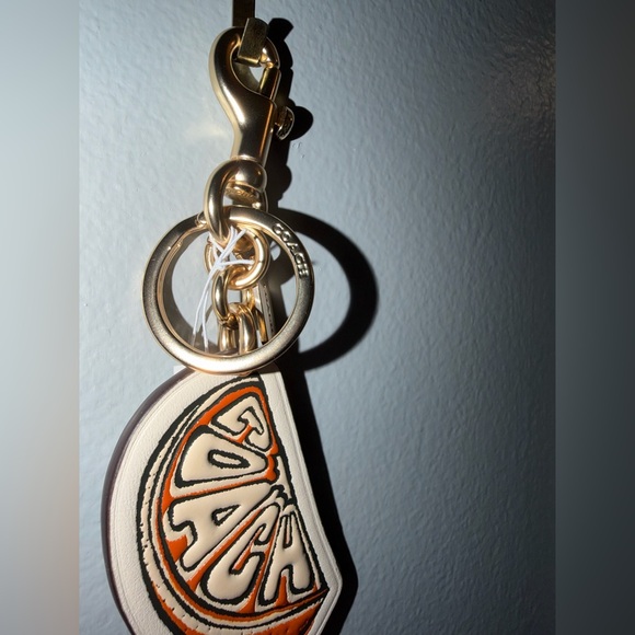 Coach Orange Leather Keychain - Picture 3 of 6